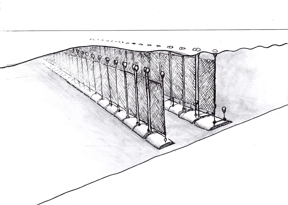 croquis atténuateur de vagues - waveater